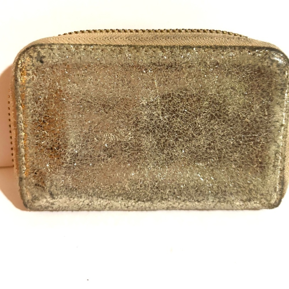 Tory Burch Gold Metallic lZippered Wallet - Picture 2 of 5